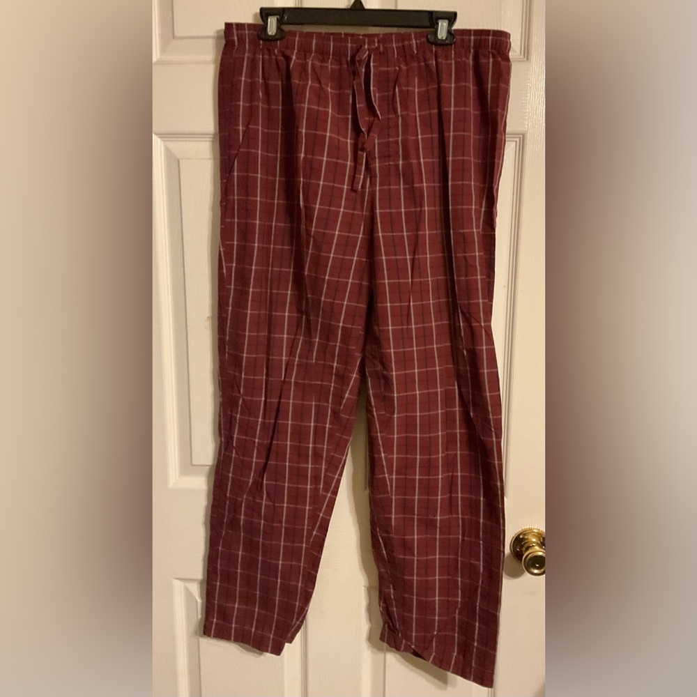 Stafford Burgundy Plaid Drawstring Lounge Pants